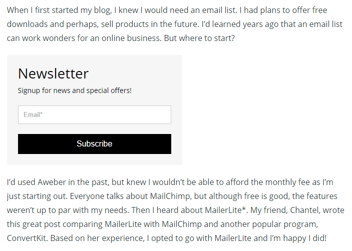 MailerLite email list tutorial screenshot