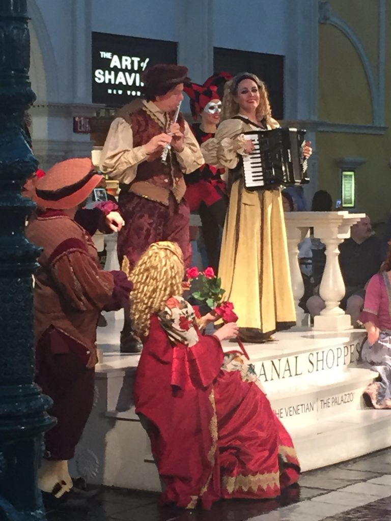 The Carnevale di Venezia performs at the top of the hour every afternoon at St. Mark's Square.